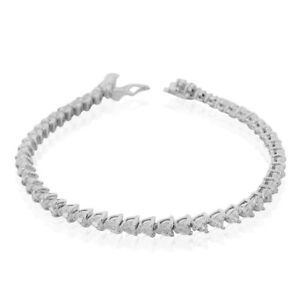 【送料無料】ブレスレット アクセサリ― スターリングシルバーホワイトクリアハートテニスブレスレット925 sterling silver white clear cz love heart cz tennis bracelet, 7