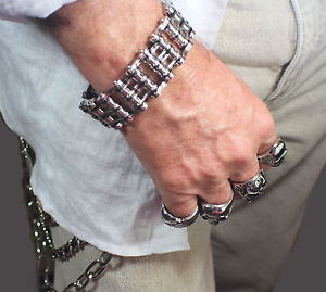 【貨物輸送無料】腕輪 付属品― トーンバイクチェーンブレスレットステンレススチールフタルtwo tone gents bike chain bracelet stainless steel 10 big guys sacred fractal