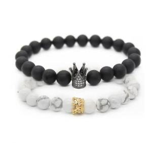 【送料無料】ブレスレット　アクセサリ―　ダーメン2 stk set paar armbnder stein perlen armbnder fr damen und herren