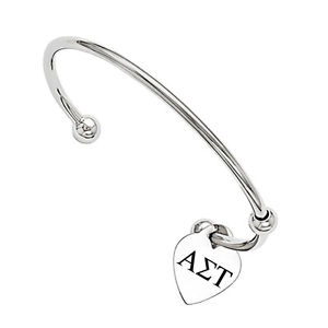 【送料無料】ブレスレット　アクセサリ―　アルファシグマタウステンレスカフブレスレットalpha sigma tau stainless steel cuff bracelet with heart charm
