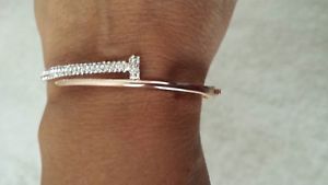 【送料無料】ブレスレット　アクセサリ―　ブレスレットステンレススチールローズゴールドブレスレットbeautiful women bracelet, stainless steel rose gold bracelet, pave crystal stone