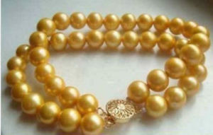 【送料無料】ブレスレット　アクセサリ―　ゴールデンサウスシーブレスレット2 rows aaa 910mm golden south sea cultured pearl bracelet 14k 758