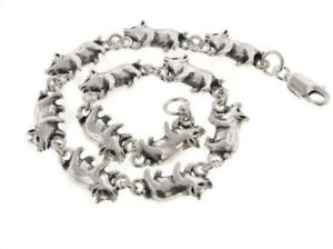 【送料無料】ブレスレット　アクセサリ&mdash;　ブタスターリングシルバーリンクブレスレットdetailed little pigs sterling silver pig link 7 bracelet｜hokushin