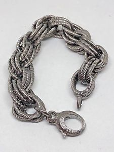 【送料無料】ブレスレット　アクセサリ&mdash;　ブロンズイタリアマルチリンクダークシルバーブレスレットsigned bronze milor italy chunky multi link dark silver color bracelet 8｜hokushin