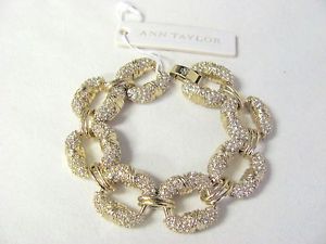 【送料無料】ブレスレット　アクセサリ―　アンテイラーマイクロラインストーンゴールドリンクブレスレットボーann taylor micropave rhinestone gold statement link bracelet sparkily, nwt beau