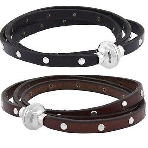 【貨物輸送無料】腕輪 付属品― イタリアンレザーラップブレスレットステンレススチールリベットクラスプitalian leather 3wrap bracelet w stainless steel small rivets amp; magnetic clasp