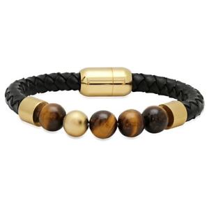 【貨物輸送無料】腕輪 付属品― メンズタイガーアイブレスレットmens genuine leather bracelet with tiger eye