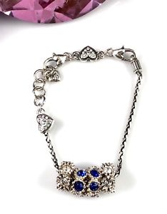 【送料無料】ブレスレット　アクセサリ&mdash;　ブライトンメッキサファイアクリスタルビーズチェーンハートブレスレットbrighton silverplated 4 sapphire amp; crystal bead chain heart bracelet｜hokushin