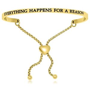 【送料無料】ブレスレット　アクセサリ―　ステンレスブレスレットyellow stainless steel everything happens for a reason adjustable bracelet