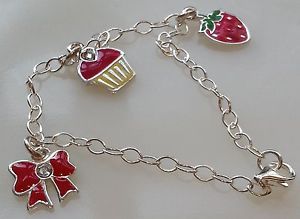 ブレスレット　アクセサリ―　シルバーエナメルクリスタルブレスレットemma bunton silver enamel and crystal three charm bracelet
