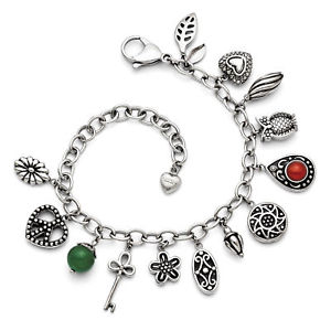 【送料無料】ブレスレット　アクセサリ―　ステンレススチールブレスレットグラスstainless steel synthetic jade amp; red glass with 2in ext charm bracelet srb1228