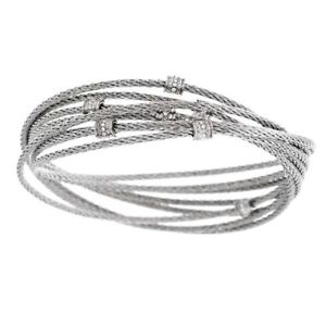 【送料無料】ブレスレット　アクセサリ―　ステンレススチールマルチケーブルクリスタルローリングブレスレットドルqvc stainless steel multicable crystal rolling 8 bracelet 150
