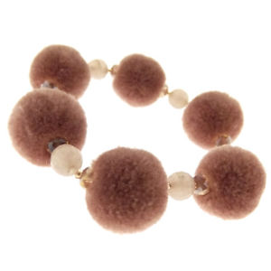【送料無料】ブレスレット　アクセサリ―　ウールピンクアンティコボールブレスレットelastic bracelet girl women with pom pom wool pink antico and balls quartz