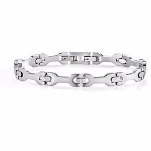 【送料無料】ブレスレット　アクセサリ―　ブレスレットセクターメンズスチールシルバーbracelet sector mens szs26 basic jewelry polished steel adjustable silver