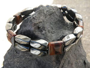 【送料無料】ブレスレット　アクセサリ―　ダブルブレスレットレッドタイガーアイヘマタイトmens womens double magnetic bracelet red tiger eye magnetic hematite stone