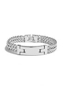 【送料無料】ブレスレット　アクセサリ―　ダニーシルバープレートチェーンブレスレット g by guess danny silver tint, id plate, big chain bracelet