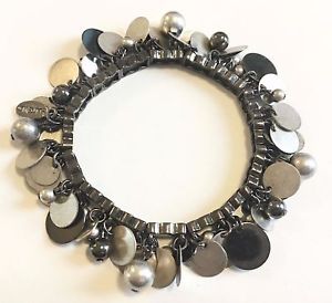 【送料無料】ブレスレット　アクセサリ&mdash;　ブレスレットビーズ vintage hultquist jewelry flexible silver plated bracelet beads metal plate｜hokushin