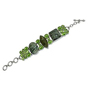 【貨物輸送無料】腕輪 付属品― ペリドットブレスレットプレゼントsilver plated peridot amp; rhyolite gemstone bracelet love birthday gift cank02