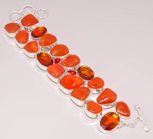 【送料無料】ブレスレット　アクセサリ&mdash;　カネガーネットブレスレットcarnelian garnet quartz jewelry 925 sterling silver plated bracelet 50｜hokushin