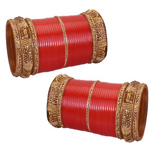 【送料無料】ブレスレット　アクセサリ―　デザイナーウェディングブライダルコレクションセットdesigner suhag chura wedding gift bridal chura collection bengales set