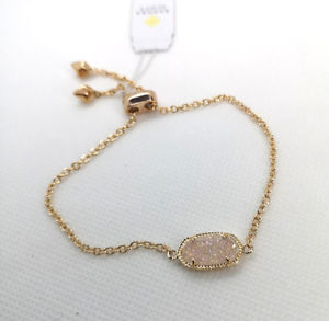 【送料無料】ブレスレット　アクセサリ―　スコットチェーンブレスレットローズゴールドnwt kendra scott elaina adjustable chain bracelet iridescent drusy rose gold