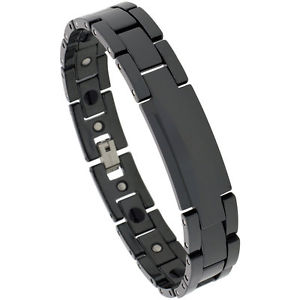 【送料無料】ブレスレット　アクセサリ&mdash;　ノワールタングステンブレスレットnoir tungsten carbure cramique magntique id bracelet｜hokushin