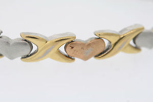 【送料無料】ブレスレット　アクセサリ―　ゴールド65mmトリステンレスブレスレット8gold plated tritone stainless steel heart 65mm wide bracelet 8