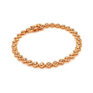 【送料無料】ブレスレット　アクセサリ―　スターリングシルバーローズゴールドテニスブレスレットsterling silver rose gold plated cz stones tennis bracelet