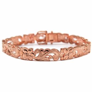 【送料無料】ブレスレット　アクセサリ&mdash;　スターリングシルバーハワイアンプルメリアブレスレットスクロール925 sterling silver hawaiian 8mm plumeria scroll bracelet engraved solid rgp｜hokushin 15,606円