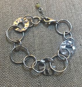 【送料無料】ブレスレット　アクセサリ―　スターリングシルバーサークルペーパーチェーンブレスレットsilpada sterling silver hammered circle paper chain bracelet b1217 euc 16,265円