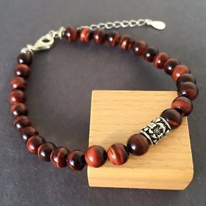 【送料無料】ブレスレット　アクセサリ―　ヨガブレスレットレッドタイガース925スターリングリリーyoga bracelet red tigers eye 925 sterling silver lily clasp 29,800円
