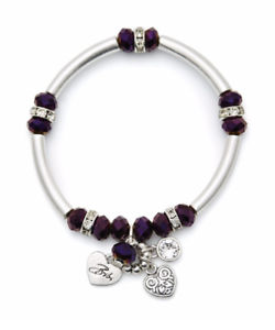 【送料無料】ブレスレット　アクセサリ―　ビビシルバーマカロニブレスレットbibi bijoux purple amp; silver tone macaroni charm bracelet