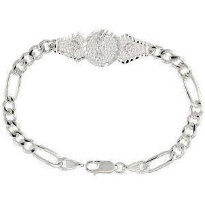 【送料無料】ブレスレット　アクセサリ&mdash;　7 スターリングサンタmuerteフィガロブレスレット7 argent sterling santa muerte figaro bracelet lien｜hokushin