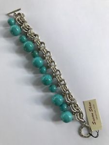 【送料無料】ブレスレット　アクセサリ―　スーザンショウシルバートーンターコイズブレスレット nwt susan shaw silver tone turquoise charm bracelet 8
