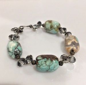 【送料無料】ブレスレット　アクセサリ―　トルコブレスレットストーンturquoise and crystal bracelet marbled stone exquisite