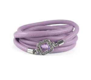 【送料無料】ブレスレット アクセサリ― ラップブレスレットlilac leather wrap bracelet with bezel charm