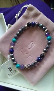 【送料無料】ブレスレット　アクセサリ―　ビーズパールラピスオニキスシルバーブレスレットsilver by mail storm precious bead, pearl, lapis, onyx amp; silver bracelet