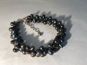 【送料無料】ブレスレット　アクセサリ―　ストランドグレーパールブレスレットダブルツイストtwisted double strand genuine grey pearl 8 14 to 10 14 bracelet or anklet