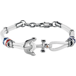 【送料無料】ブレスレット　アクセサリ―　ジュエリーブレスレットセイリングホワイトレザーbliss jewelry, bracelet man sailing white leather and still 20071517