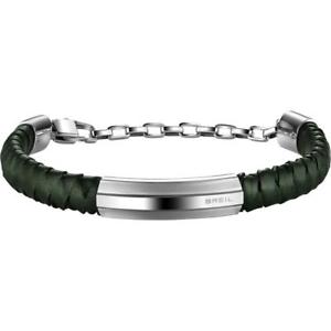 【送料無料】ブレスレット　アクセサリ&mdash;　ブレスレットプレートスチールマンスチールmens breil thorn bracelet tj1762 green leather plate steel man steel｜hokushin