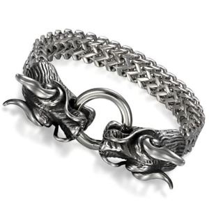 【送料無料】ブレスレット　アクセサリ―　ステンレススチールダブルドラゴンブレスレットファッションステンレススチールstainless steel double dragon bracelet men personality fashion stainless steel b