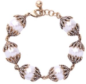 【送料無料】ブレスレット　アクセサリ―　サンクリスタルラインストーンホワイトパールビーズブレスレットconstellation star moon sun chunky crystal rhinestone white pearl bead bracelet