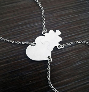 【送料無料】ブレスレット　アクセサリ―　シルバーブレスレットスプリットブレスレットハートパズルbracelet heart puzzle that splits better half silver 2 bracelets engraving