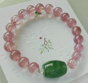 【送料無料】ブレスレット　アクセサリ―　ストロベリークォーツブレスレットカンランハンドメイドブレスレットstrawberry quartz bracelet natural olivine natural crystal handmade bracelet