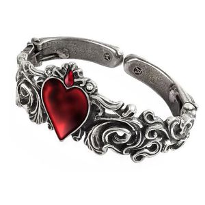 【送料無料】ブレスレット　アクセサリ―　ゴシックロココスワロフスキークリスタルピューターブレスレットalchemy gothic betrothal rococo heart red swarovski crystal pewter bracelet