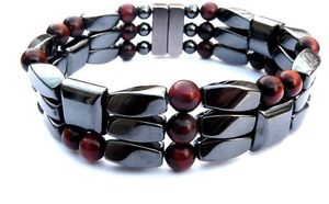 【送料無料】ブレスレット　アクセサリ―　red tiger eyeブレスレットアンクレット3aaamens womens powerful magnetic hematite red tiger eye bracelet anklet 3 row aaa