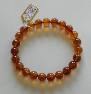 【送料無料】ブレスレット　アクセサリ&mdash;　バルトラウンドビーズブレスレットコニャックコニャックbaltic amber round beads bracelet 8,8mm cognac 8,96g genuine cognac｜hokushin