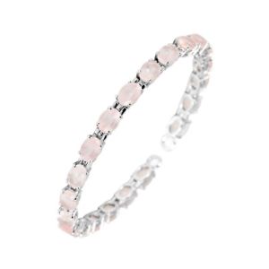 【送料無料】ブレスレット　アクセサリ&mdash;　スターリングシルバーローズクォーツオーバルカットブレスレット925 sterling silver natural rose quartz oval cut bracelet 75 inchs jewelry｜hokushin