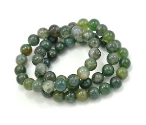 【送料無料】ブレスレット　アクセサリ―　コケメノウビーズブレスレットset of 3 moss agate gemstone elastic bead bracelet 8mm