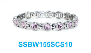 【送料無料】ブレスレット　アクセサリ&mdash;　アメジストテニスステンレススチールリンクシルバーブレスレットamethyst crystals women tennis magnetic316l stainless steel link silver bracelet｜hokushin